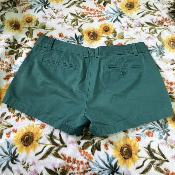 J. Crew Chino Shorts Womens 8 Green 3 inch Classic Preppy Twee Summer Flat Front - Picture 3 of 11